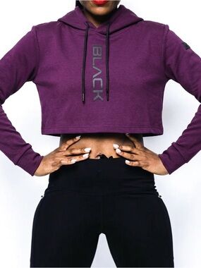 Actively Black Athleisure Crop Hoodie Purple Size Small